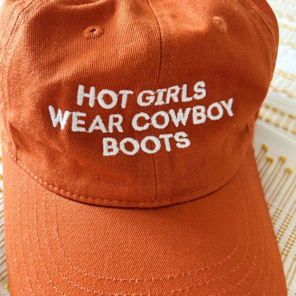 Hot Girls Wear Cowboy Boots Baseball Hat - NWOT - Orange and White - Picture 2 of 6
